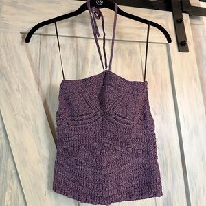 H&M Purple Crochet Halter/Strapless Top